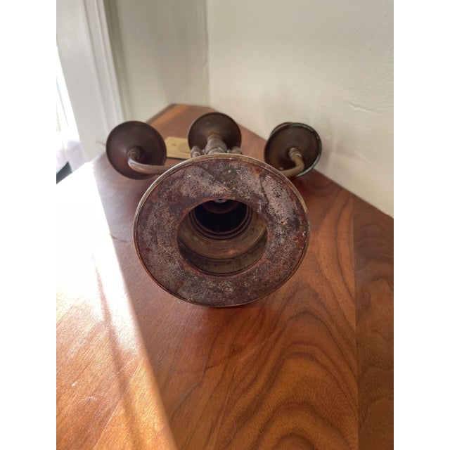 Metal Antique Brass 3-Arm Candelabra For Sale - Image 7 of 8
