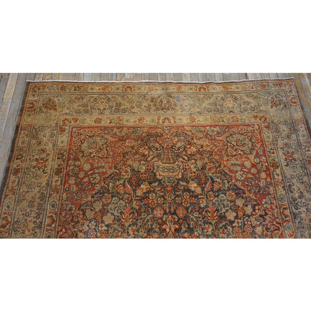 Gray Splendid Gray Filed With Floral Motifs Geometric Design Antique Persian Kazvin Rug For Sale - Image 8 of 12