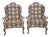 Late 20th Century Pair Southwood Mahogany Philadelphia Style Wing Chairs Needlepoint Fabric For Sale