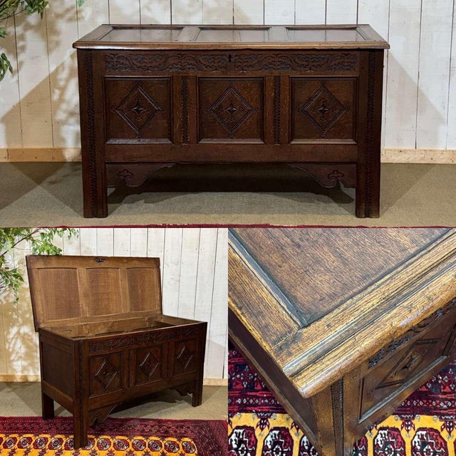 19th Century English Oak Chest For Sale - Image 3 of 18