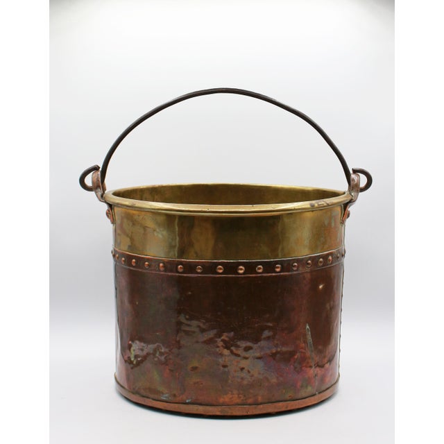 English Circa 1880 English Copper & Brass Large Bucket For Sale - Image 3 of 10