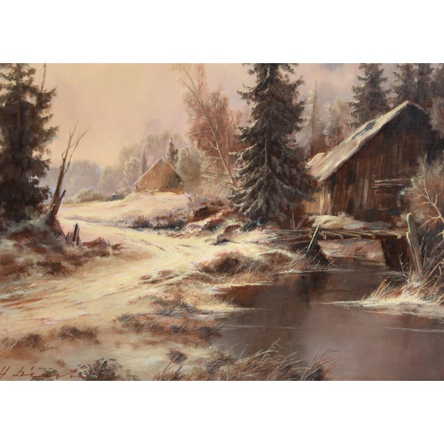 Hermann Dieste, Winter Forest Landscape, 1980s, Oil, Framed For Sale - Image 6 of 12