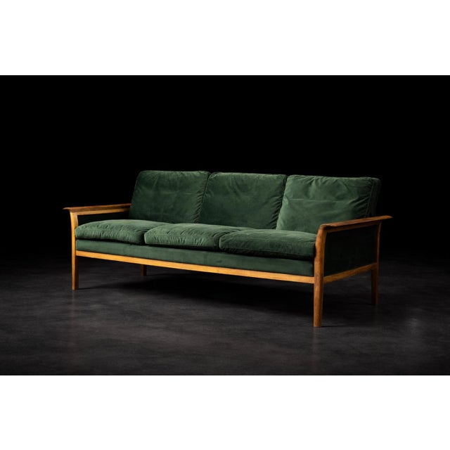Wood Vintage Norwegian Rosewood and Bottle Green Velour Sofa and Chair by Knut Sæter for Vatne Møbler, 1960s, Set of 2 For Sale - Image 7 of 18