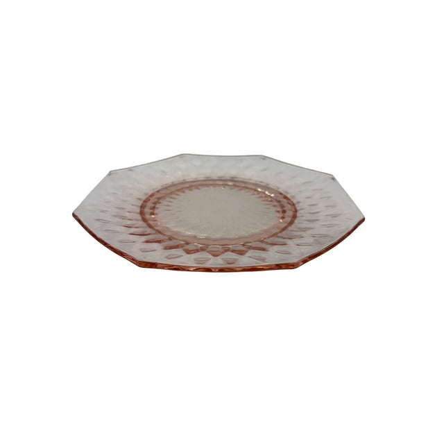 Mid 20th Century Pink Depression Glass Octagon Plates - Set of 7 For Sale - Image 4 of 15