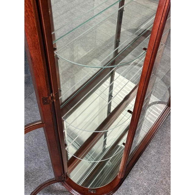 Late 20th Century Pulaski Cherry Bow Front Curio Cabinet For Sale - Image 4 of 15