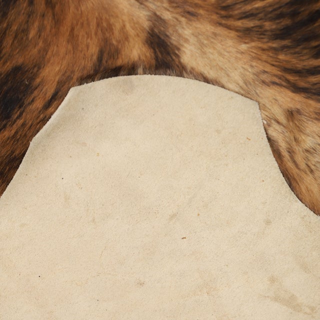 Vintage Brindle Tricolor Cowhide Rug, 1990s For Sale - Image 4 of 5