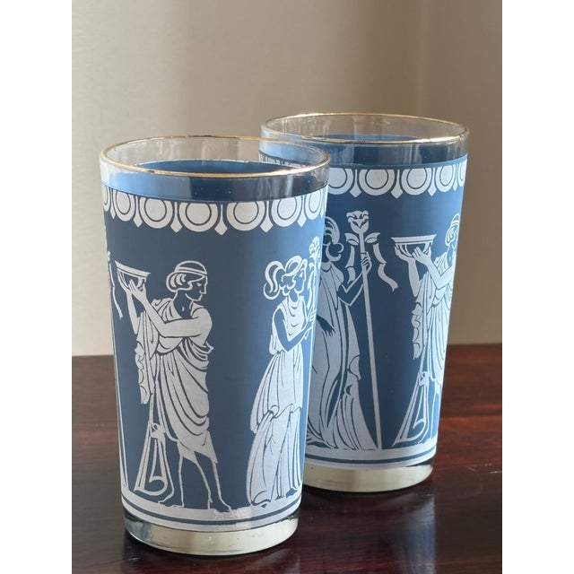 Cornflower Blue Mid-20th Century Wedgewood Blue Grecian Tumblers — Set of 4 For Sale - Image 8 of 11