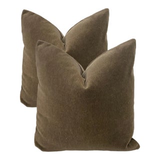 Bronze Brown 18" Genuine Mohair Down Pillows - a Pair For Sale