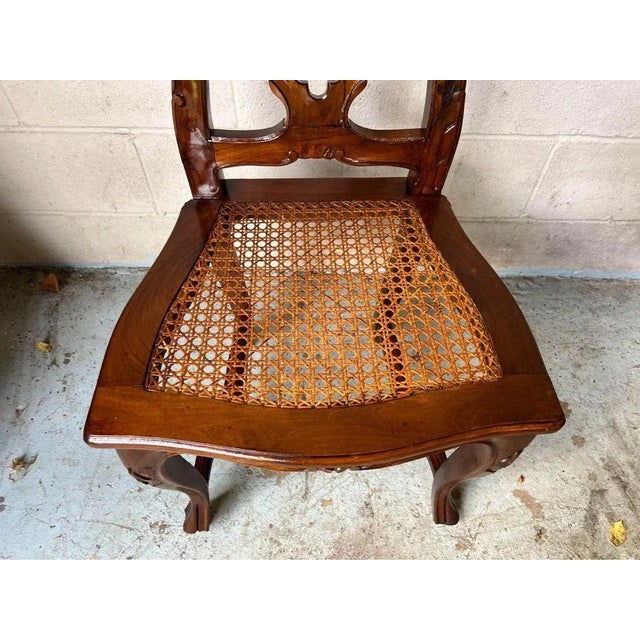 Pair Of Vintage French Provincial Style Cane Seat Side Chairs unmarked but well made. possibly from Italy Approximate...