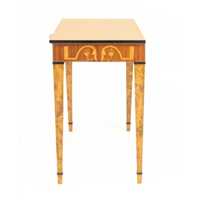 Brown Neoclassical Style Marquetry Console Table For Sale - Image 8 of 9
