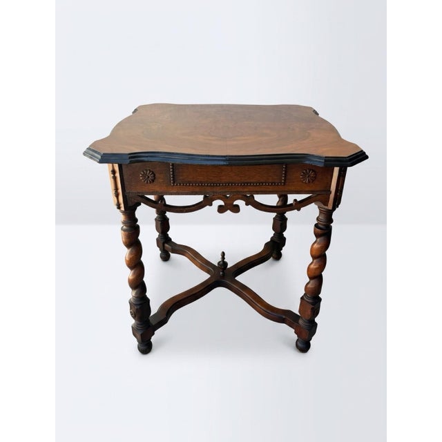 Vintage Barley Twist Burl Wood Side Table For Sale - Image 9 of 9