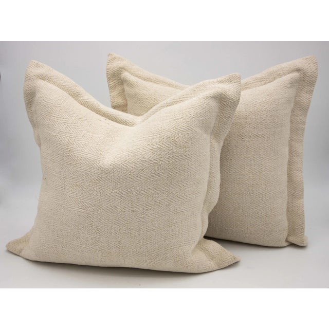 Textile Antique Belgian Linen Pillows- a Pair For Sale - Image 7 of 7