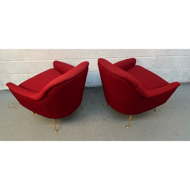 Pair of Mid-Century Style Burgundy Lounge Chairs For Sale - Image 12 of 12