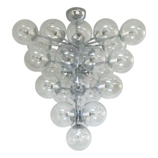 21st Century Italian Grappolo Polished Chrome Clear Murano Glass Chandelier by Fabio LTD For Sale