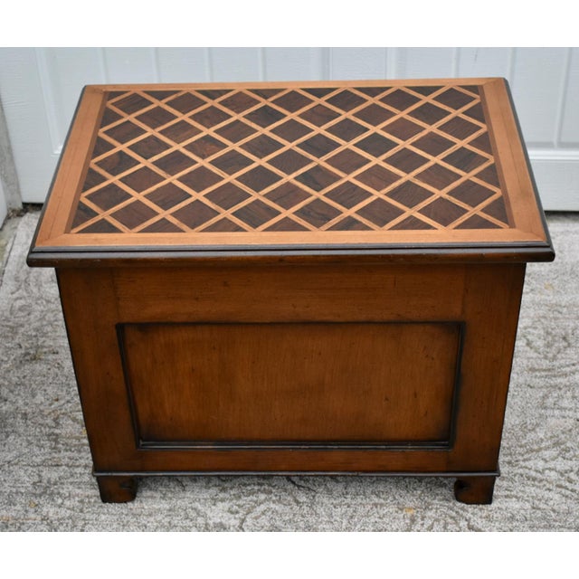 Wood Accent Chest Nightstand French Louis XIII Style Small 3 Drawer Parquet Top For Sale In Philadelphia - Image 6 of 12