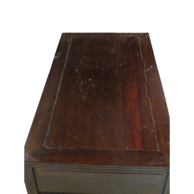 Brown Vintage 5 Drawers With Cracked Ice Foot Rest Desk For Sale - Image 8 of 9