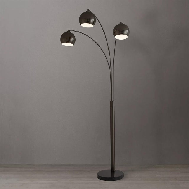 Nova Original 1962 Triplet 3 Light Arc Floor Lamp - Black Nickel, Black Marble Base, Dimmer Switch For Sale - Image 4 of 14