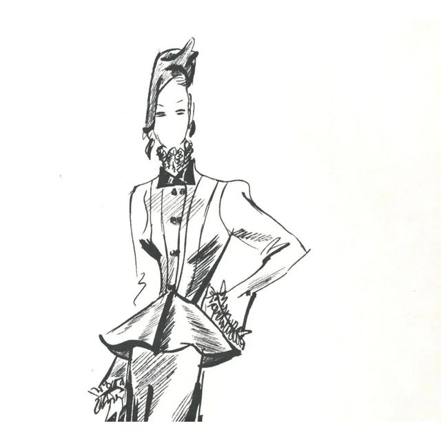 This is a CHANEL, French, vintage, fashion, design print that dates to 1939. It originally came from a haute couture...