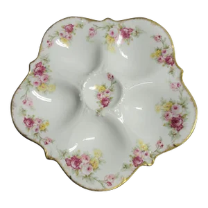 Antique French Limoges Oyster Plate With Roses
