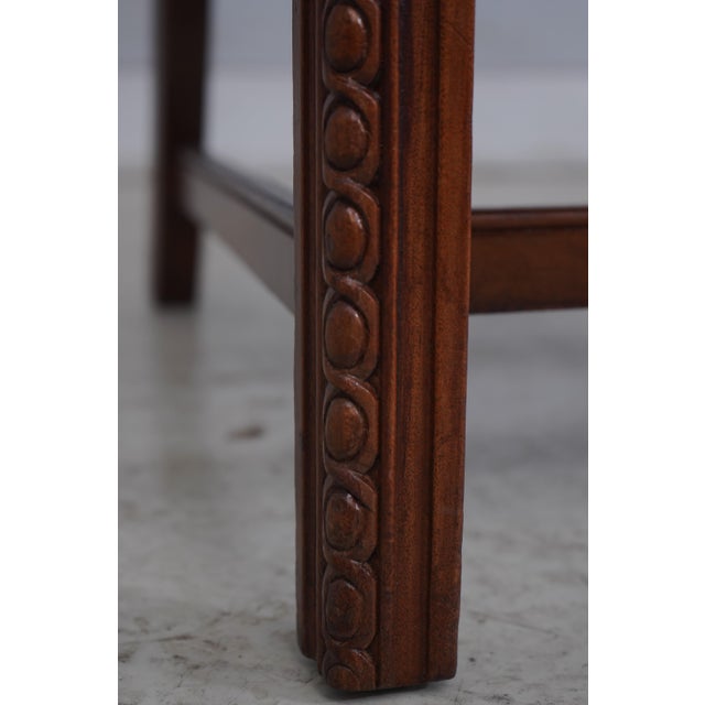 Chippendale Newly Upholstered Damask Print Open Arm Library Chair For Sale - Image 12 of 18