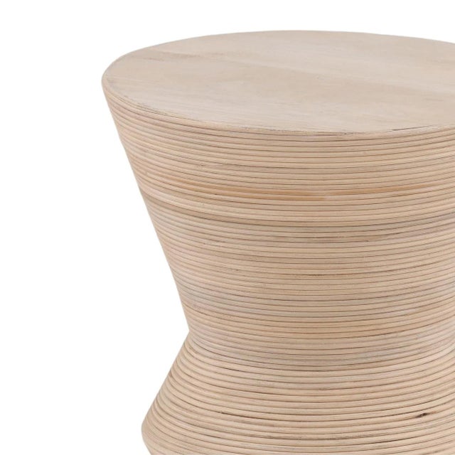 Contemporary Cane Wrapped Side Table Stool For Sale - Image 3 of 3