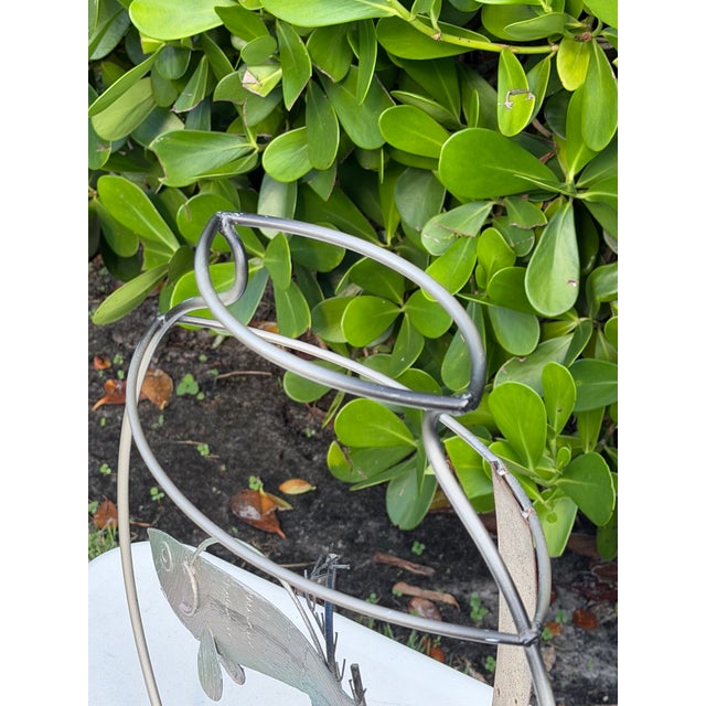 1990s Vintage 1994 Metal Fish Bowl Sculpture, Signed For Sale - Image 5 of 11