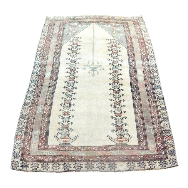 1960s 4x6 Beige and Tan Colour Turkish Rug For Sale