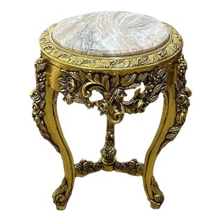 French Baroque Style Marble Topped Side Table For Sale