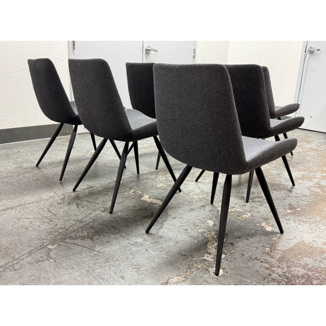 2010s Control Brand Modern Felt Dining Chairs, Set of Six For Sale - Image 5 of 12