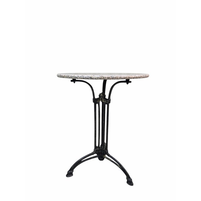 Antiqur French Stone Top Cast Iron Bistro Table For Sale - Image 4 of 10