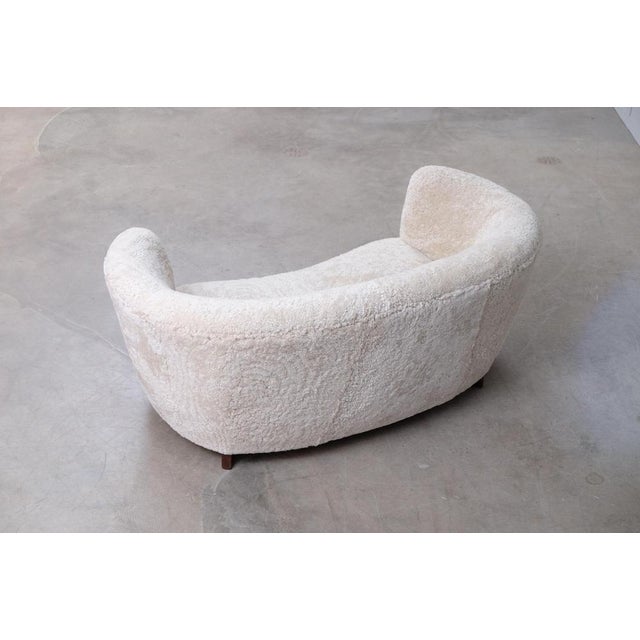 White Danish Curved Sheepskin Sofa, 1940s For Sale - Image 8 of 14