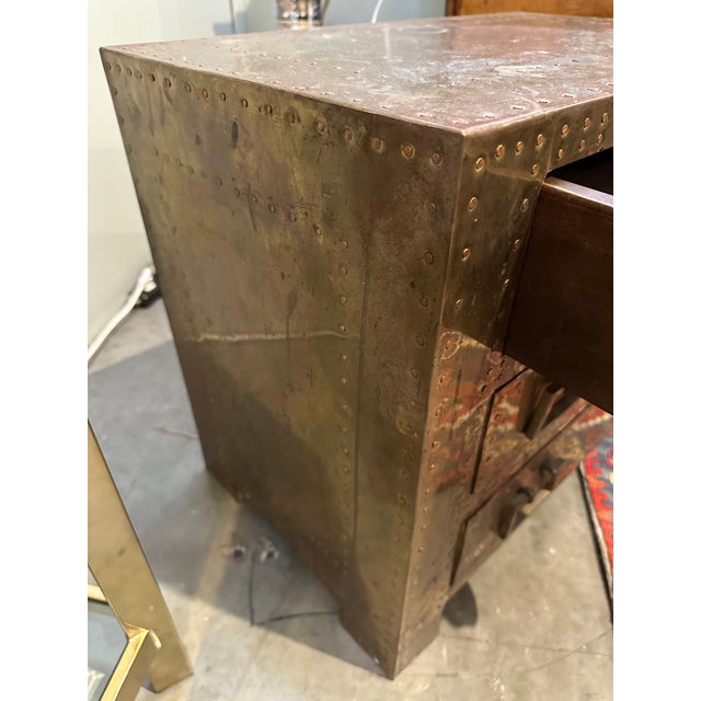 Spanish Sarreid brass chest. 24ʺW × 15ʺD × 21ʺH