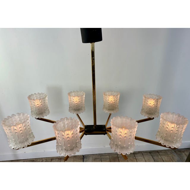 Vintage Glass and Metal Chandelier, 1960s For Sale - Image 10 of 12