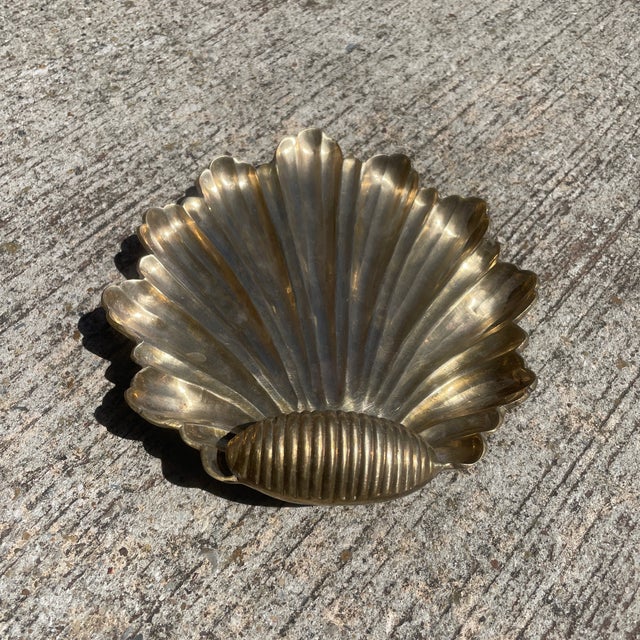 Footed Brass Shell Catchall