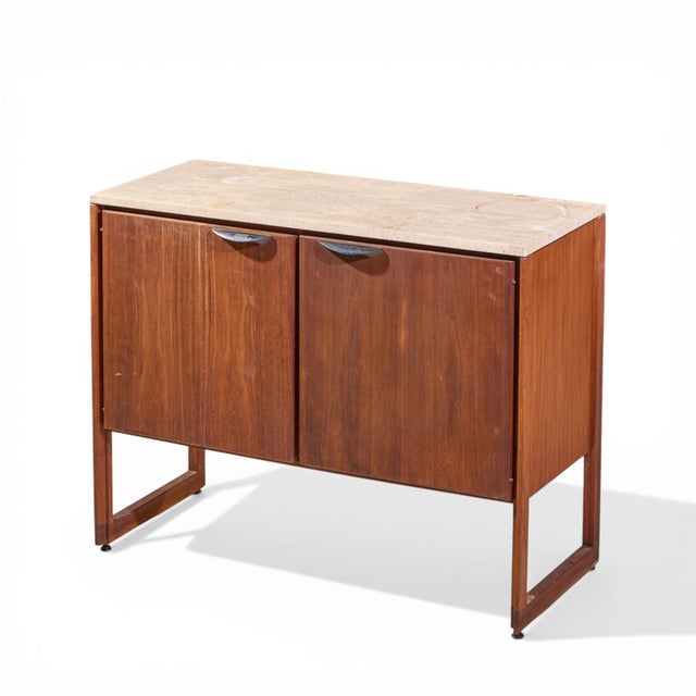 Wood Jens Risom Mid Century Walnut and Marble Top Credenza For Sale - Image 7 of 7
