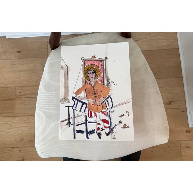 Figurative "Hold the Line" a Portrait of a Woman Sitting in a Chair For Sale - Image 3 of 4