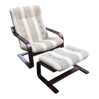 Vintage Mid Century Westnofa Rosewood Lounge Chair and Ottoman For Sale