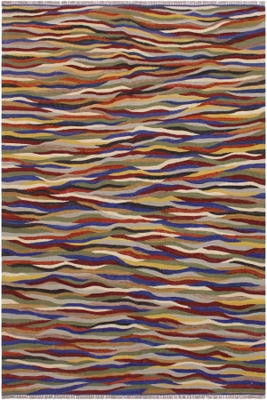 Abstract Kilim Hand-Woven Wool Rug -5'1 X 6'8