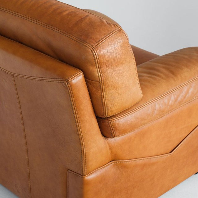 Camel-Colored Leather Armchair from Roche Bobois, France, 1980s For Sale - Image 10 of 18