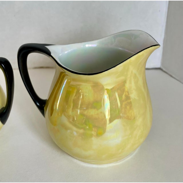Bavarian Lusterware Yellow Iridescent Tea Set for Party of 4 For Sale - Image 10 of 12