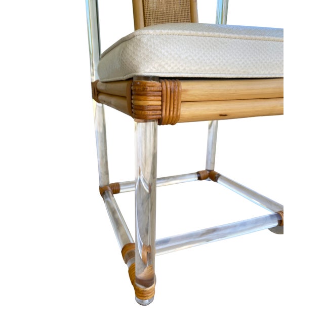 Set of 3 Bamboo and Lucite Mid-Century Modern Dining Chairs For Sale - Image 9 of 11
