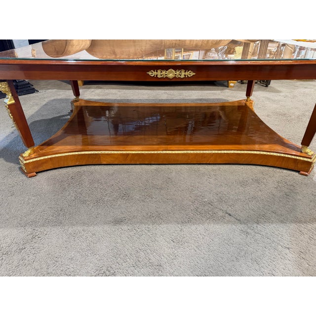 2020s Cherry Wood Greek Key Inlay Coffee Table For Sale - Image 5 of 6