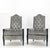 Tall Tufted Backs Black Lacquer Frames Decorative Arm Chairs Thrones - A Pair For Sale - Image 11 of 12