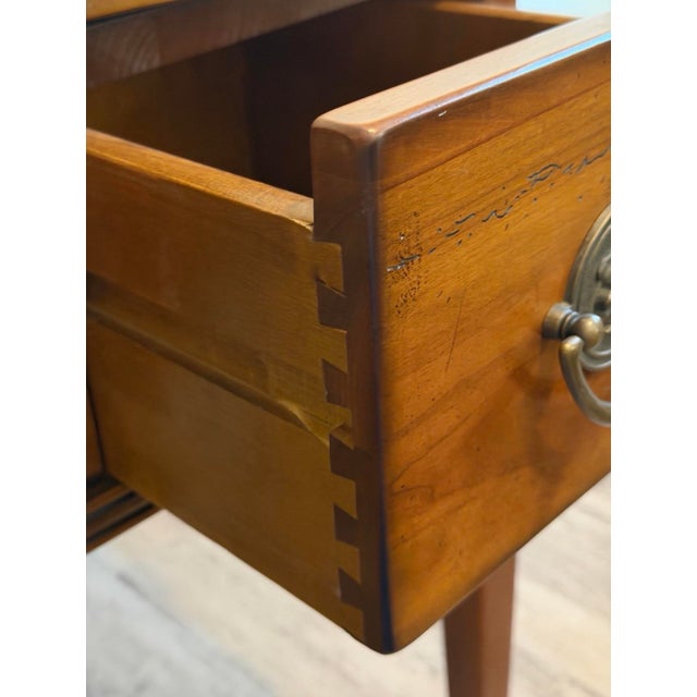 Brown 1980s Louis XVI Directoire Style Cherry Leather and Marble Writing Desk For Sale - Image 8 of 10