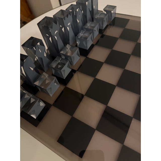 2020s Jonathan Adler Sculptural Lucite Chess Set – Frosted & Smoke Acrylic For Sale - Image 5 of 6