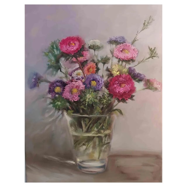 Elena Mardashova, Happy Flowers, Oil on Canvas, 2020 For Sale