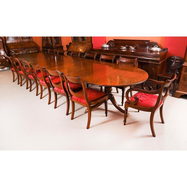 Regency Revival Triple Pillar Dining Table For Sale - Image 5 of 14