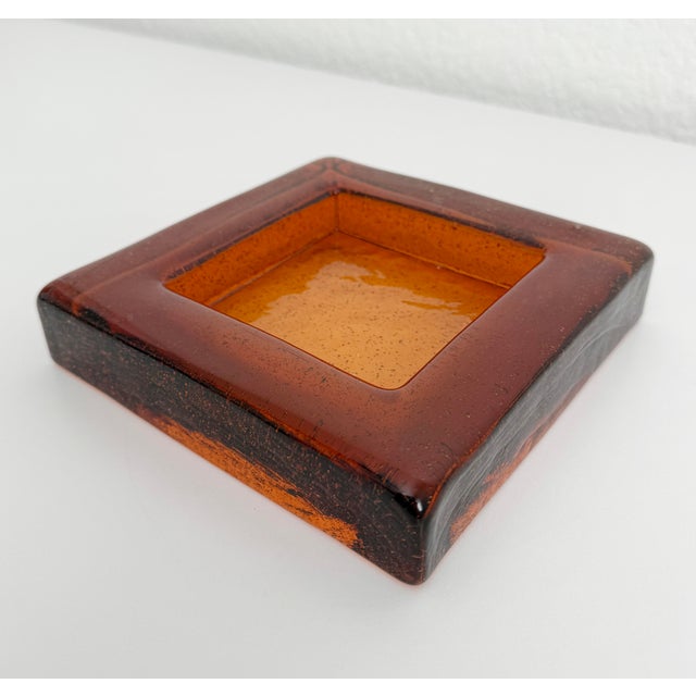 Mid-Century Modern 1970s Brutalist Block Glass Ashtray/Catchall Attributed to Blenko For Sale - Image 3 of 10