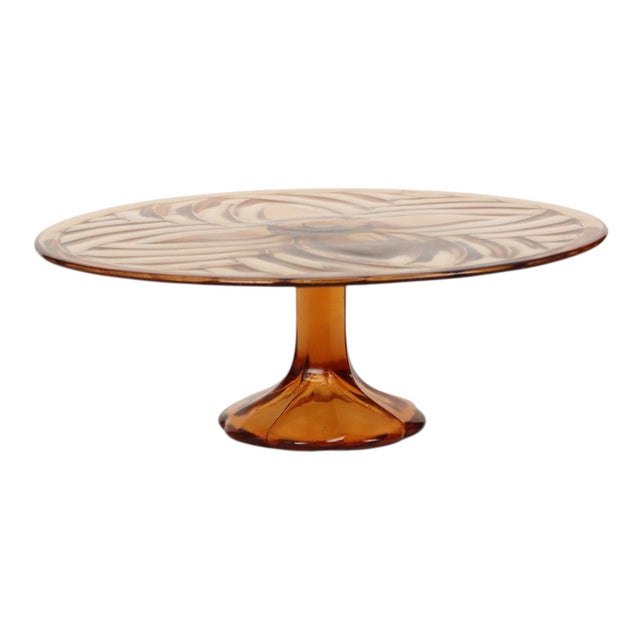 Art Deco Orange Amber Cake Plate Pastry Dish from Val Saint Lambert, 1930s For Sale - Image 3 of 13