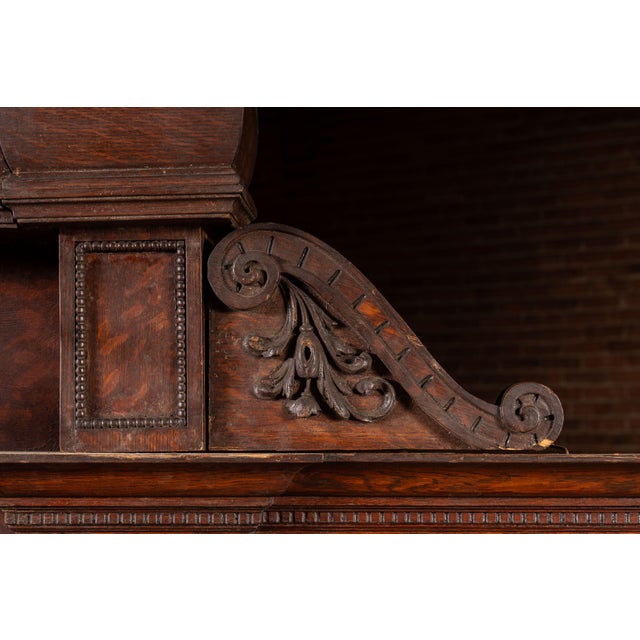 Brown Antique b.p.o.e. Elk Lodge Tiger Oak Triple-Seat Bench For Sale - Image 8 of 15